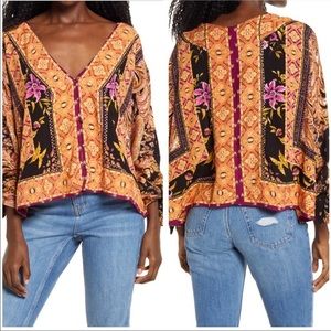 FREE PEOPLE catch me if you can blouse paisley print